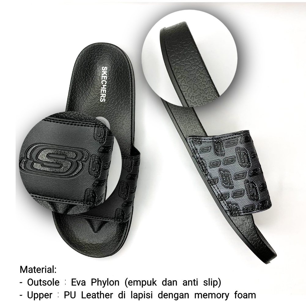 Sandal Skechers Slide Pria Sandal Selop Pria Terbaru Sendal Selop Cowok Sketchers Kekininan Sendal Slide Cowok Skechers Terbaru Slide Skechers