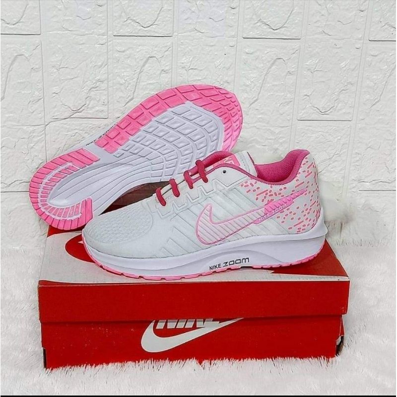 CUCI GUDANG Sepatu IMPORT Nike putih REAL PICT 1000% | Sepatu Running Cewek tebal dan empuk-Merah muda