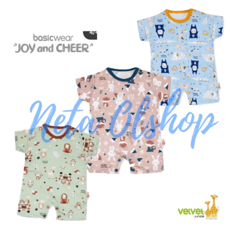 [Size Newborn NB] Velvet Junior Joy and Cheer Jumper Pendek Segi Empat 3 Pcs