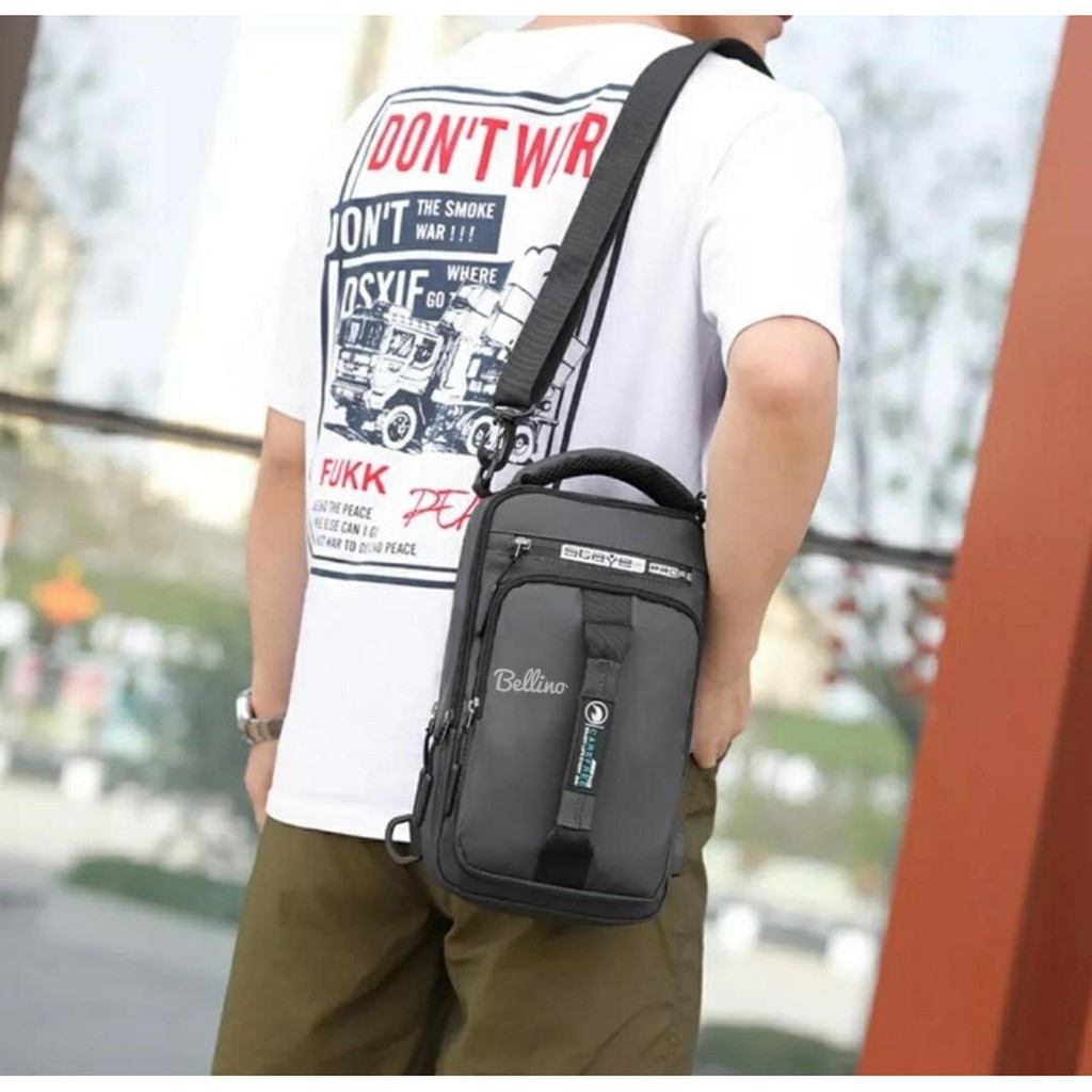 Tas Slempang Waist Bag Waterproof Haoshuai Pria Keren Anti Air Original Sling Bag Cowok Trendy