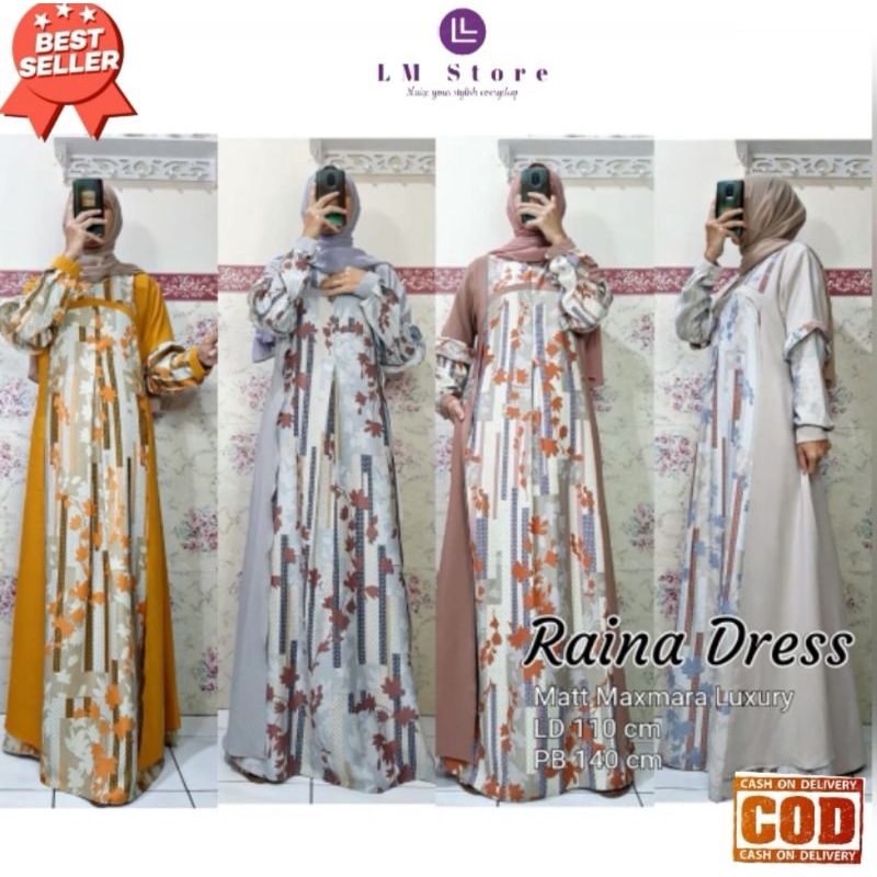 Dress Raina Gamis Yunfa bahan Maxmara Luxury mix cerruty Dres Kondangan Muslim Wanita Tali Terbaru
