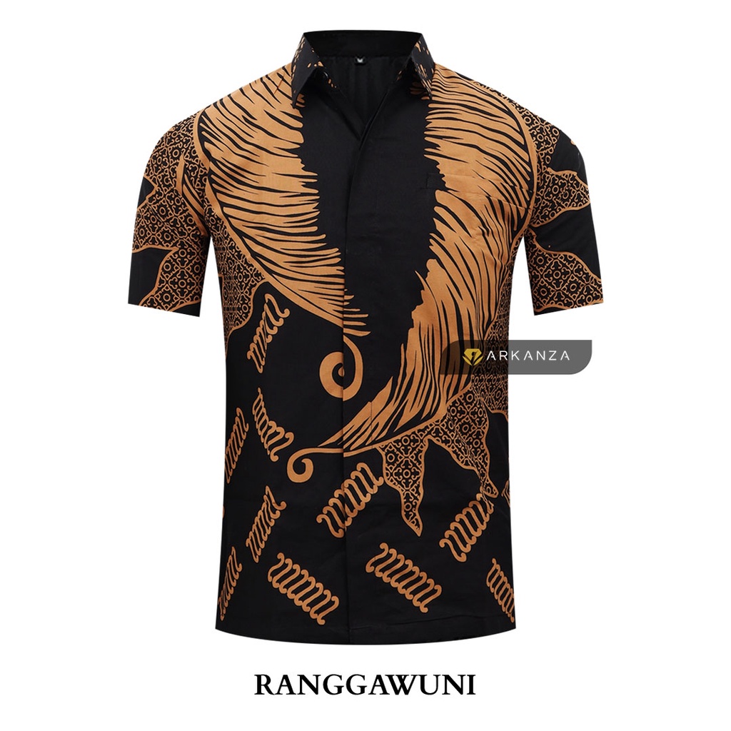 BATIK ARKANZA Motif RANGGAWUNI Hem Atasan Kemeja Baju Batik Pria Cowok Laki Laki Slimfit Full Lapis Furing Lengan Panjang Lengan Pendek Original Asli