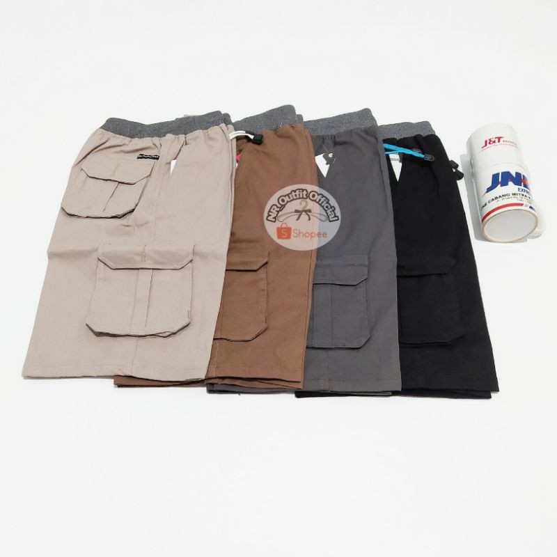 Celana Pendek Cargo Pria Cinos Pinggang Karet Kargo Chino Big Size Premium Chinos NR_Outfit COD