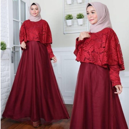 Dress Gamis Brukat Pesta Terbaru Brokat Mewah Elegan/Gamis Brukat Pesta Cantik/gamis Tutu brukat Til
