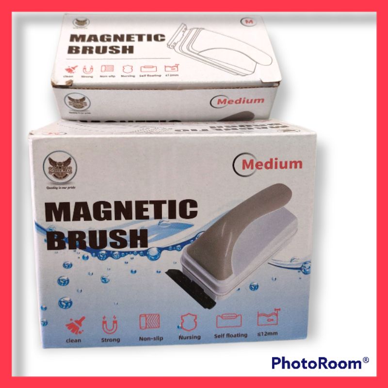 Magnet Pembersih Kaca Aquarium Sakkai Pro Magnetic Brush Medium Apung/Floating kaca 10-12mm