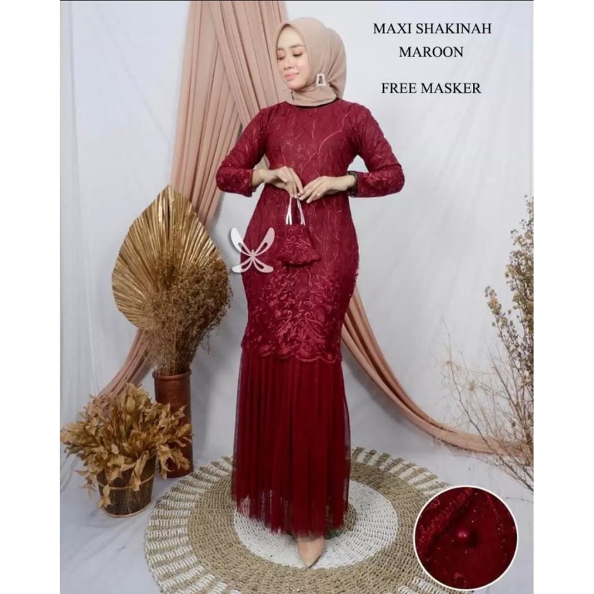 Dress Duyung Kondangan Kekinian Remaja 2021 Dress Shakinah Duyung Tile Mutiara Moscrepe Ld98 Kekinia