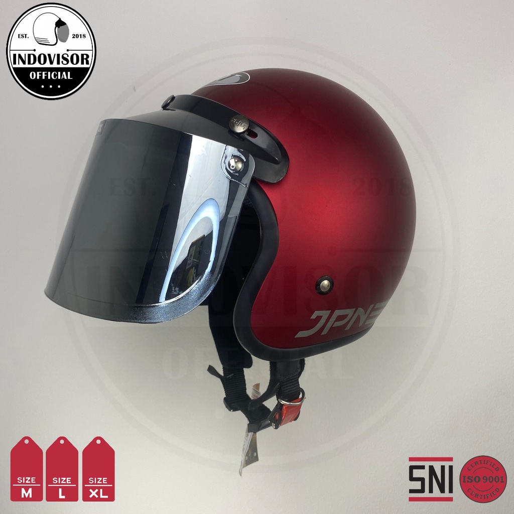 Helm JPN Maroon Doff Kaca Flat Datar