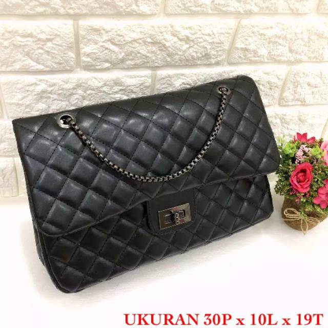 (NEW)  Tas CHANEL MAXI BERKUALITAS fashion wanita selempang wanita besar NEW CMK free pouch