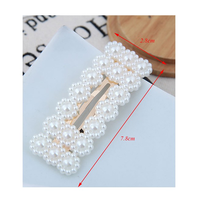 LRC Jepit Rambut Fashion Gold Imitation Pearl Small Flower Hairpin A58357