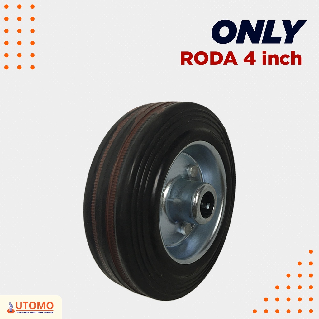 Roda Troli 4" Wheel Only Roda Karet Etalase Gerobak 4 inch