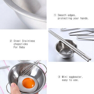 16Pcs Peralatan Dapur Bahan Stainless Steel untuk Bermain Peran-3
