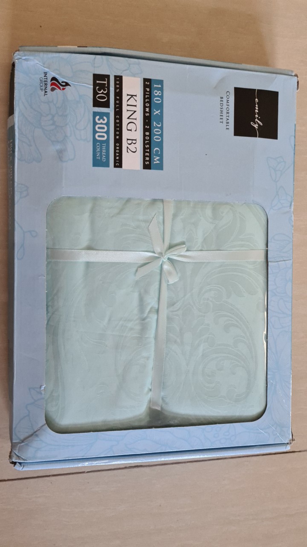 Sprei Full Cotton Organic - Katun Jaquard Asli Ukuran King - 180x200 Tinggi 30cm Bantal 4 & Bantal 2