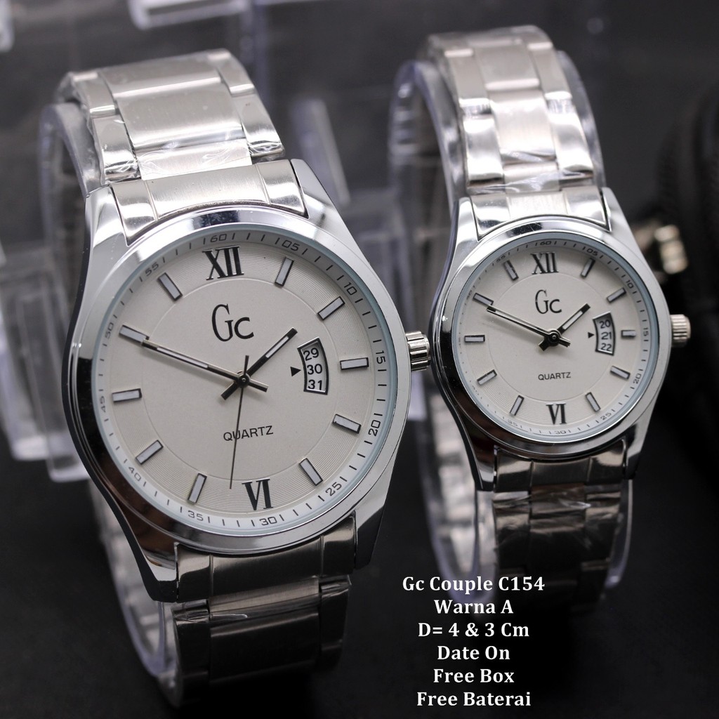 Jam Tangan Pasangan / Couple Murah GC Tendyra Silver In White + Box