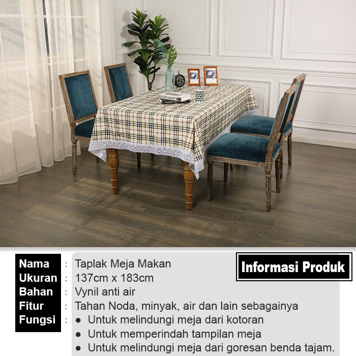 Taplak Meja Makan Persegi Anti Air Motif / Taplak Meja 6 Bangku High Quality - D11