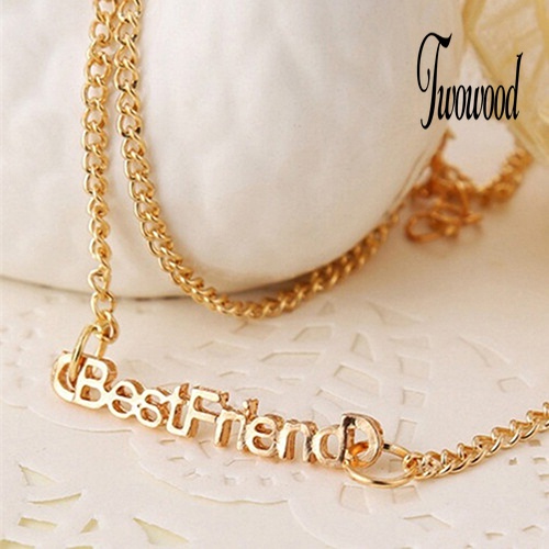 Gelang Rantai Desain Tulisan Best Friend Untuk Unisex