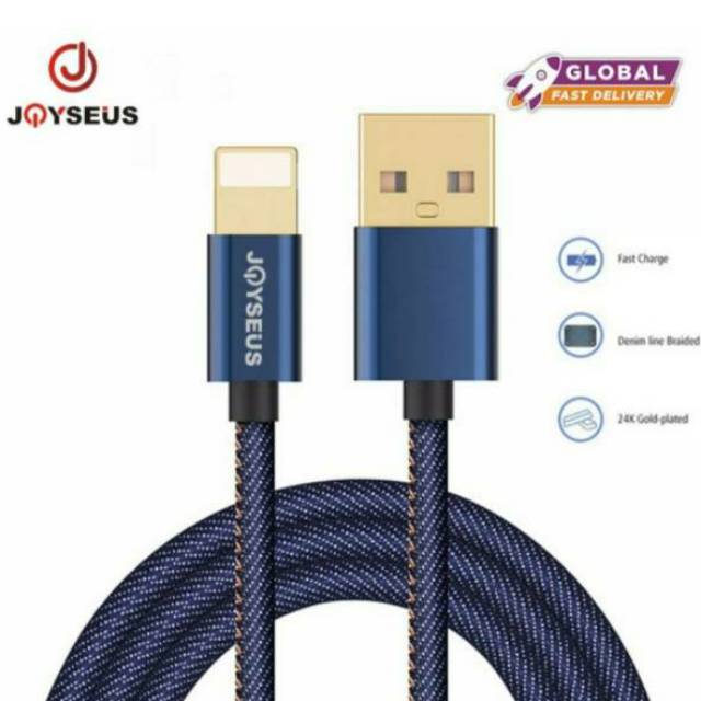 Joyseus Cable 2.4A Cowboy Braided Gold Plated Plug - Kabel Charger MICRO USB / TYPE C / IPHONE