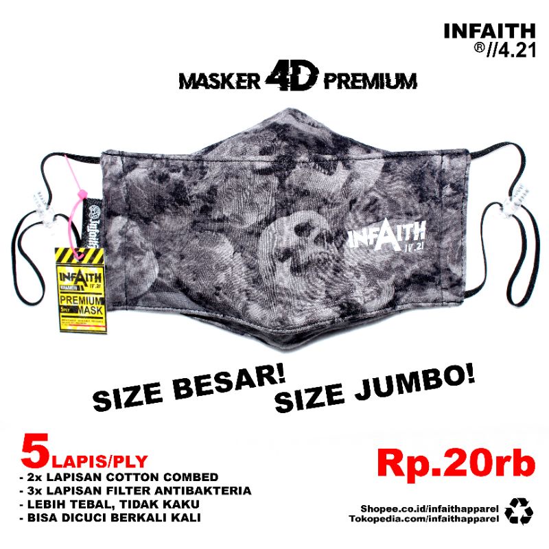 INFAITH - MASKER KRANION 4D 5PLY 5LAPIS PREMIUM MASKER KEREN