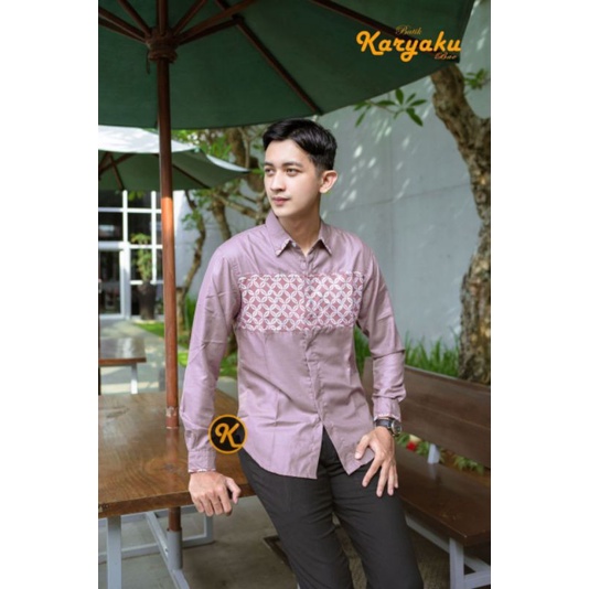 Baju Batik Couple Modern Batik Set Baju Couple Pasangan Gamis Brokat Brukat Syar'i Ramadhan Fashion Muslim Baju Kondangan Pakaian Arisan Karyaku Batikbae Batik Jumbo-Kemeja Lilac