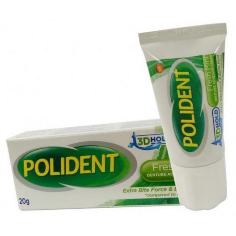 Polident Fresh Mint 20g perekat lem gigi palsu