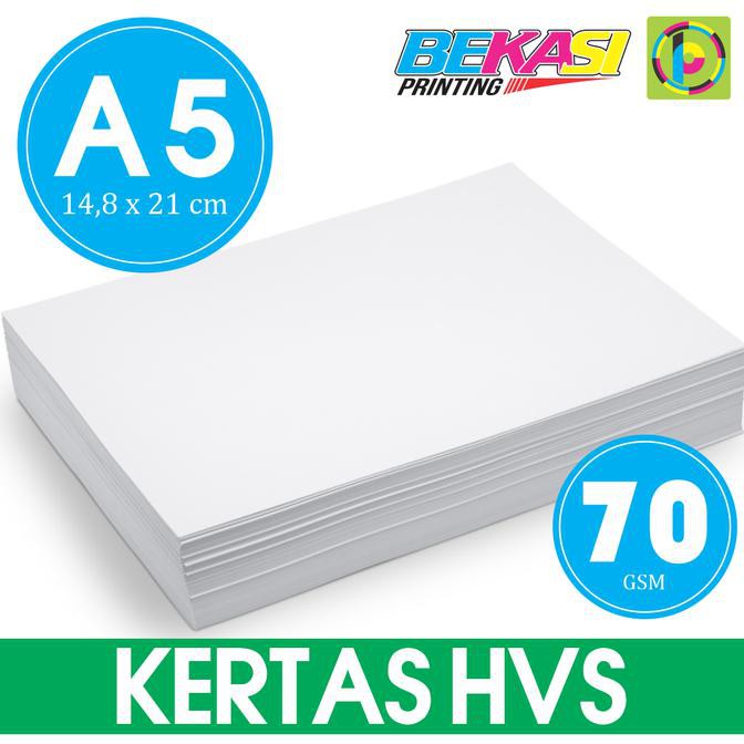 

Kertas HVS 70 GSM Ukuran A5 (14,8 x 21 cm) - Per Pack Isi 100 Lembar
