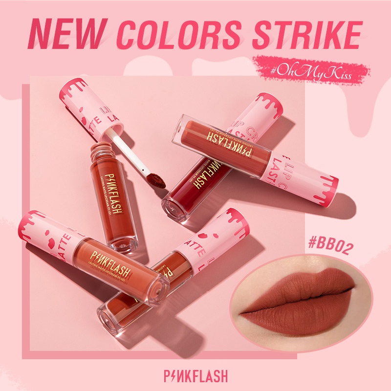 PINKFLASH Lipstick Cair Matte Lembut Tahan Lama Dengan Pelembab Celebshine