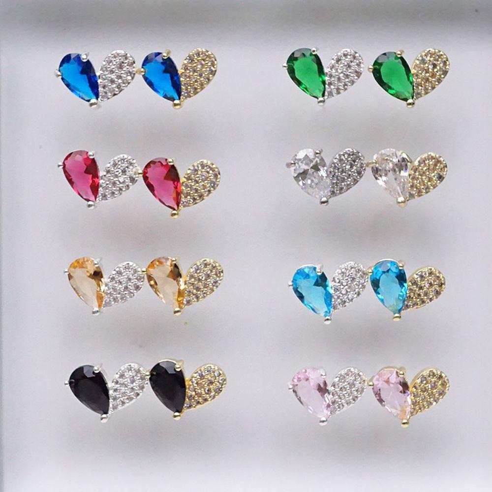 Agustina Glitter Jantung Kuku Pesona Zirkon Elegan Membuat Anting Permata Ornamen Kristal Manikur Aksesoris