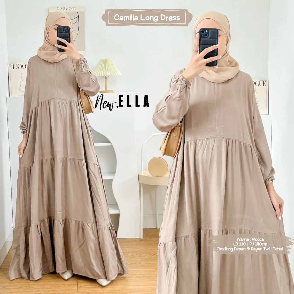 CAMILA LONG DRESS 6 WARNA BY DLINK STORE / BASIC DRESS RAYON BUSUI