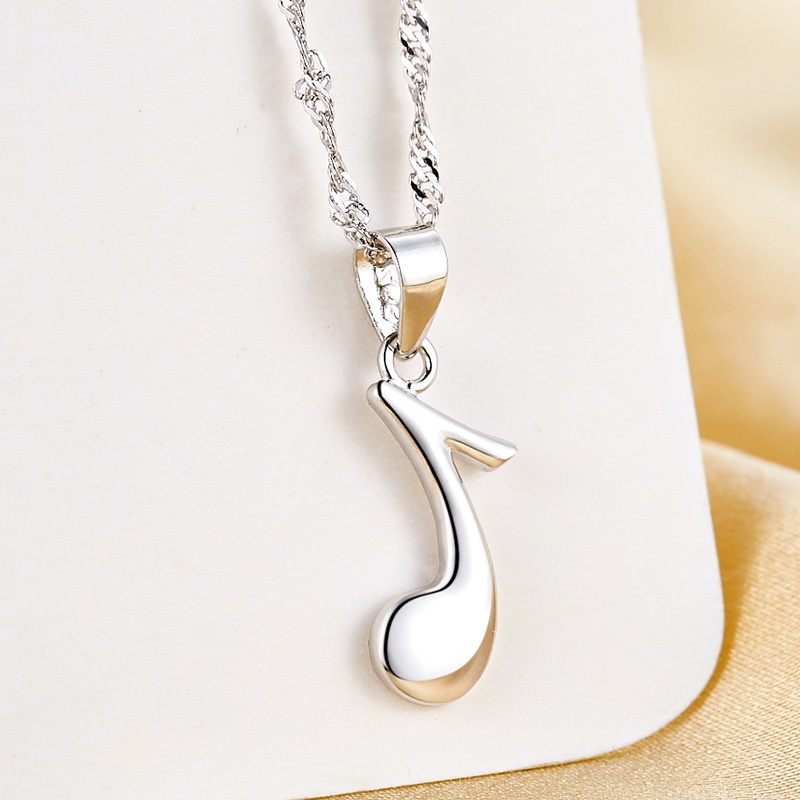 [Ready Stock]Fashion Personality Musical Note Pendant Silver Necklace