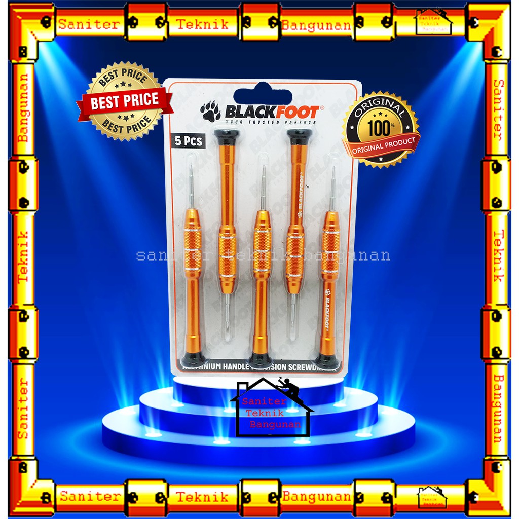 OBENG SET BLACKFOOT 5 PCS GAGANG ALUMUNIUM-OBENG HP-OBENG LAPTOP