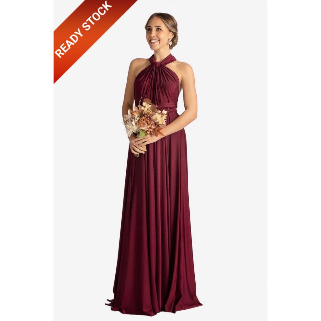 READY Dress Pesta Premium Gaun Kondangan Multiway Dress Convertible Infinity Dress Bridesmaid Maroon