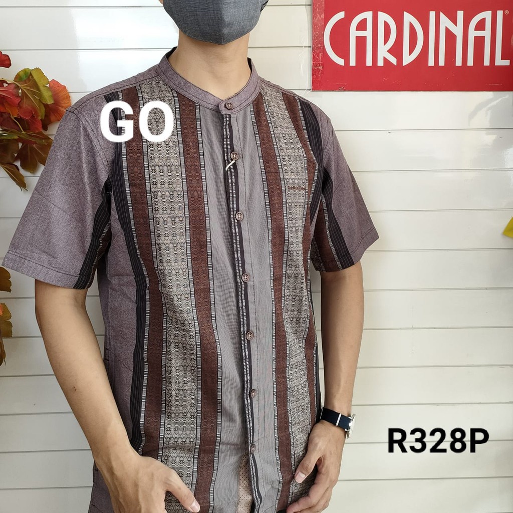 BB S-M CARDINAL KEMEJA KOKO Taqwa Pakaian Pria Original Baju Muslim Salur Lengan Pendek Kekinian