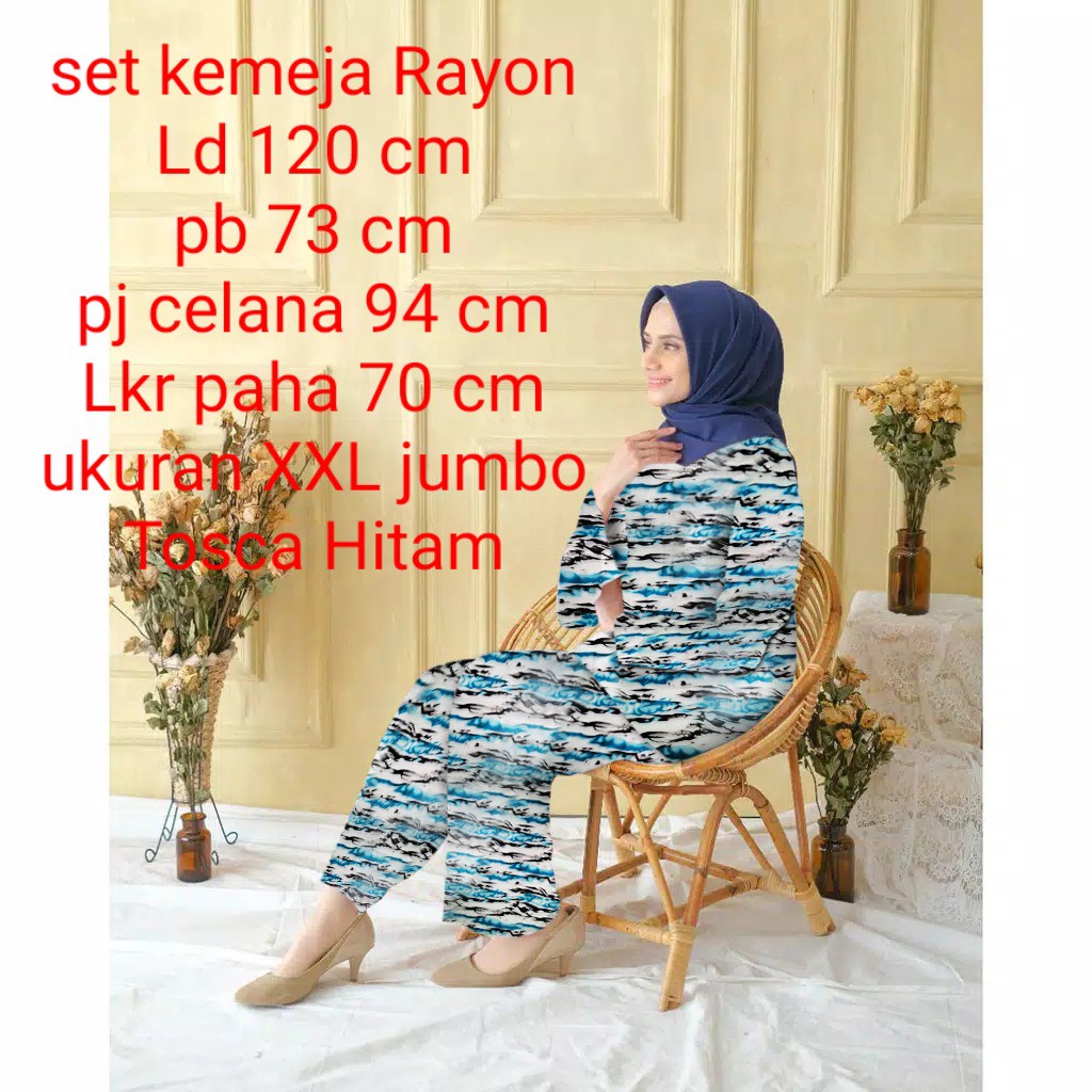 Set Stelan Kemeja Pakaian Wanita Dewasa / Casual Motip Tye Dye Lengan Panjang/ ukuran XXLJUMBO