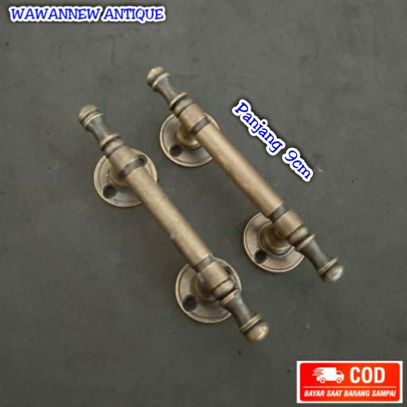 Handle / Tarikan Laci Lemari Pintu Rumah Pagar Kuningan Antik 9cm