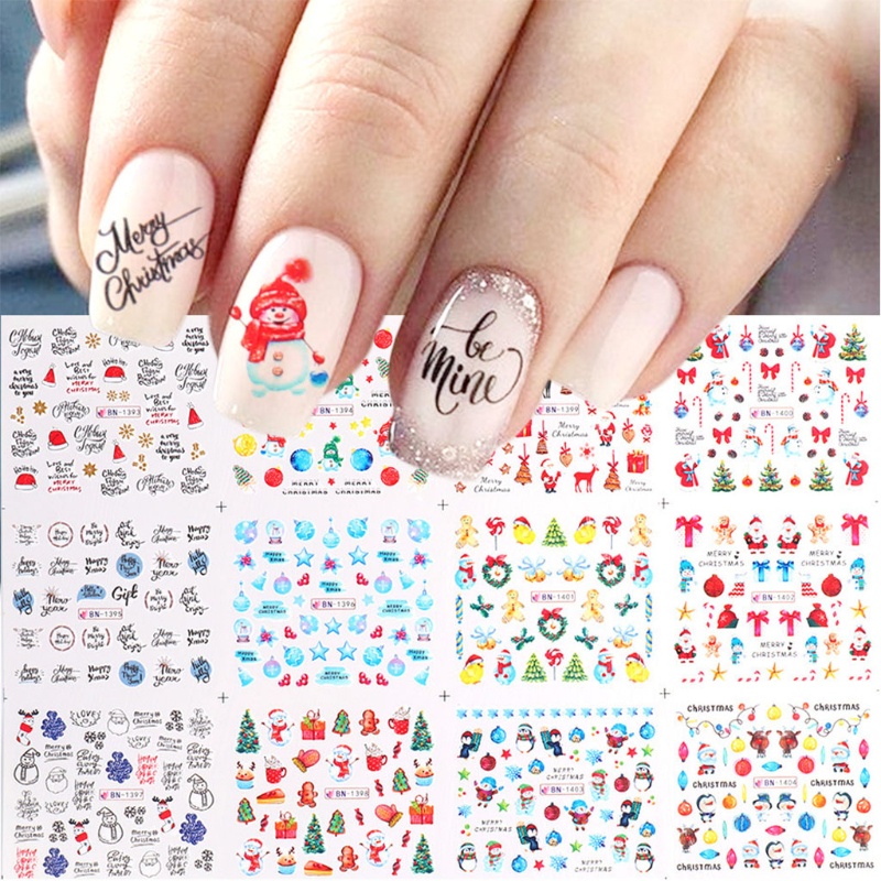 Zzz Stiker Kuku Motif Natal 3D Untuk Dekorasi Nail Art