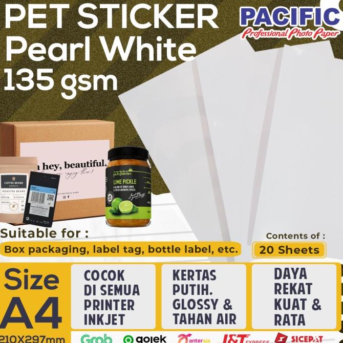 

(BISA COD) Kertas Stiker Pearl White / Sticker Paper Vinyl Inkjet 135 gsm PROMO Kode 422