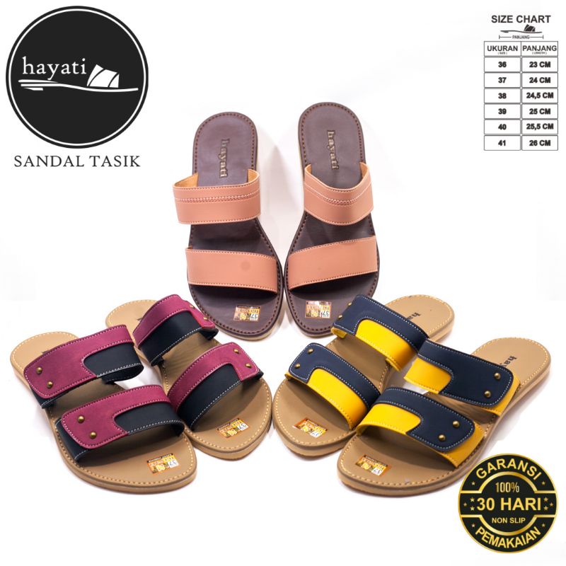 Sandal Wanita flat anti slip Sendal  slop wanita Hayati Sandal Tasik