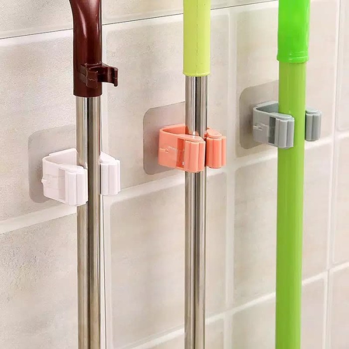 TERLARIS!!! Penjepit Gantungan Sapu Pel Di Dinding Mop Holder Pengait Gagang Sapu