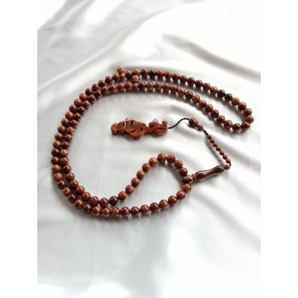 Tasbih kaukah motif bulat nama huruf timbul arab latin