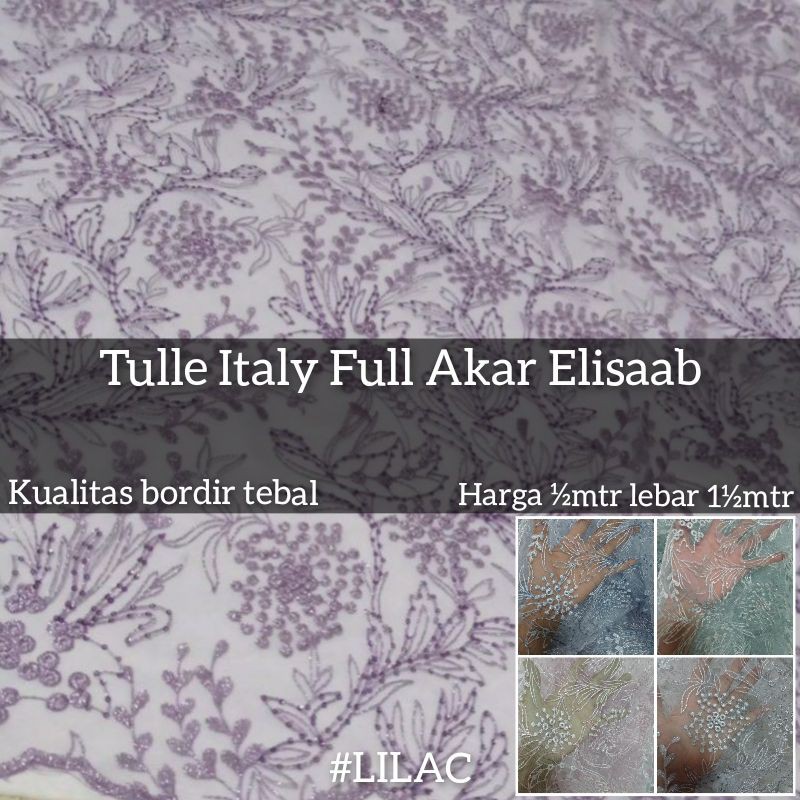 Kain Tile Tulle Akar Bordir Tebal / Kain Brokat Tile