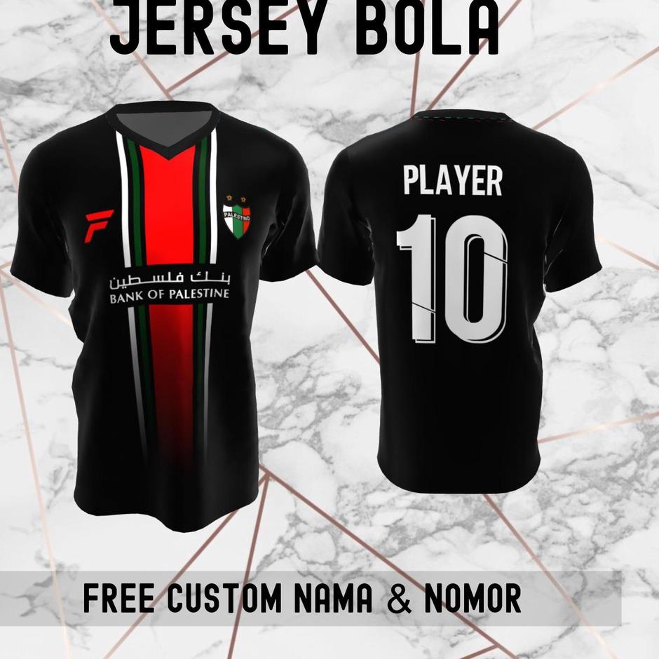 Koleksi Terbaru.. Jersey Palestina Timnas Negara Bola Baju Kaos Custom Nama dan Nomor Punggung - 173