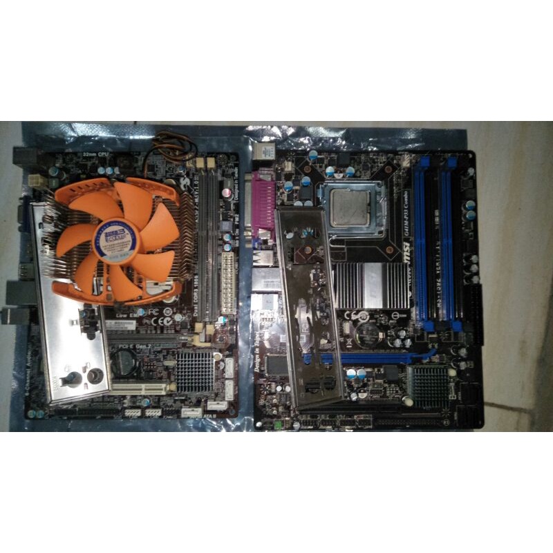 paketan mobo msi g41 combo, processor core2 quad q6600, backplate