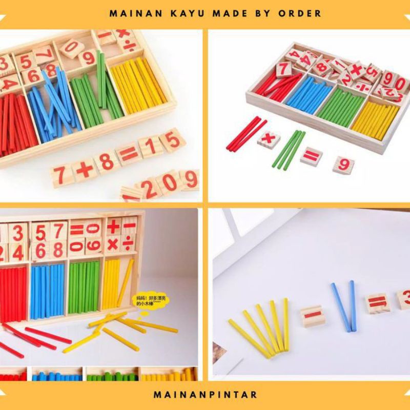 Mainan edukasi  Belajar Berhitung Anak Matematika Kayu Intelligence Stick Wooden