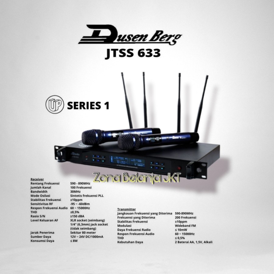 Microphone - Mic Wireless Dusen berg JTSS 633 UP 1 Series UHF 2 Mic Handle Pegang Original