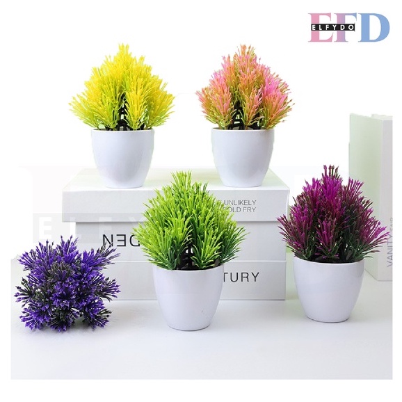 ELFYDO PT61 Pot Tanaman Hias Bunga Melati Plastik Ornamen Pot Bongsai Artificial Flower Decoration