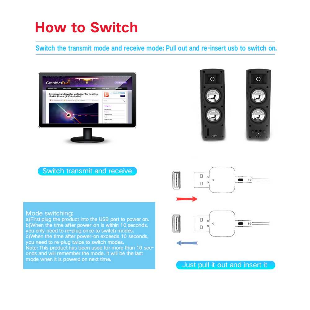 ROCKETEK USB Bluetooth 5.0 Transmitter Receiver Audio Adapter - KN321