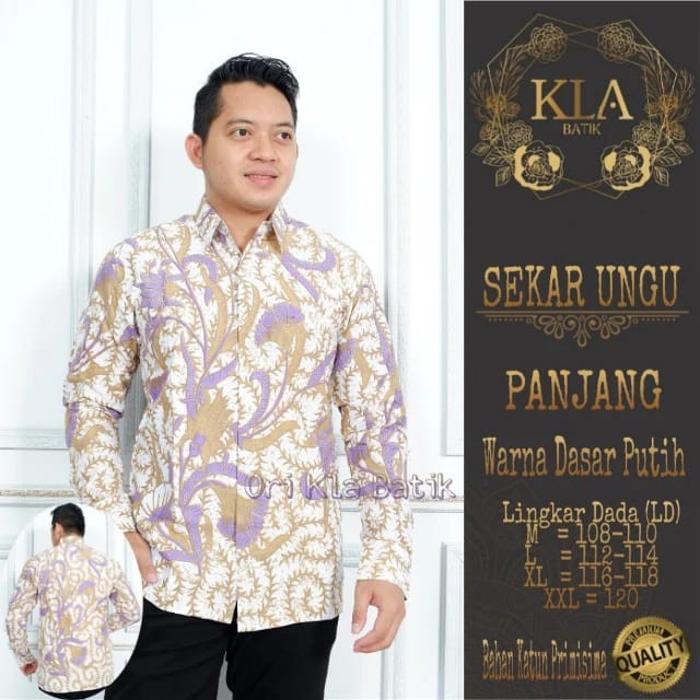 BATIK UNGU LAVENDER BAJU kemeja batik pria lengan panjang terbaru ORIGINAL  BSO OFFICIAL PREMIUM 1