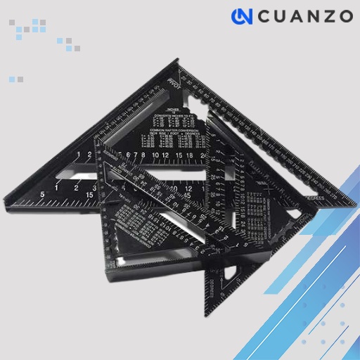 Penggaris Siku Mistar Triangle Ruler Aluminium 7 inch / Penggaris Siku Tukang Segitiga Besi Kayu Kombinasi Alumunium Panjang Mistar Multifungsi Stainless Steel Keramik L Segitiga Derajat Set Tebal Panjang Bagus Besar Pertukangan / Alat Ukur Pengukur Sudut