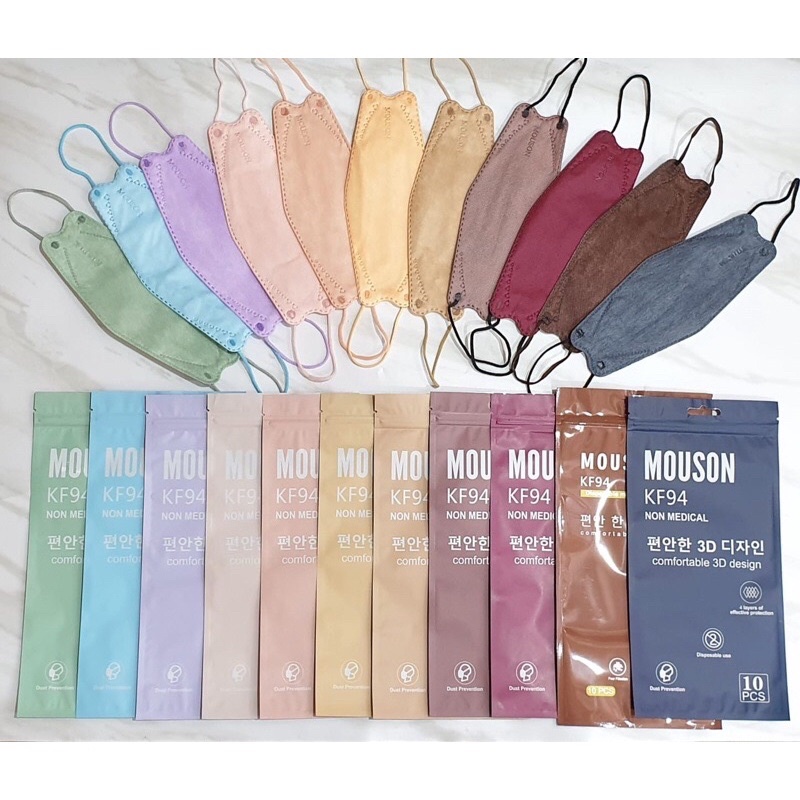 MASKER KF94 MOUSON WARNA DISPOSABLE FACEMASK SURGICAL BEDAH MEDIS (4 ply) 4 LAPIS WARNA WARNI KEMENK