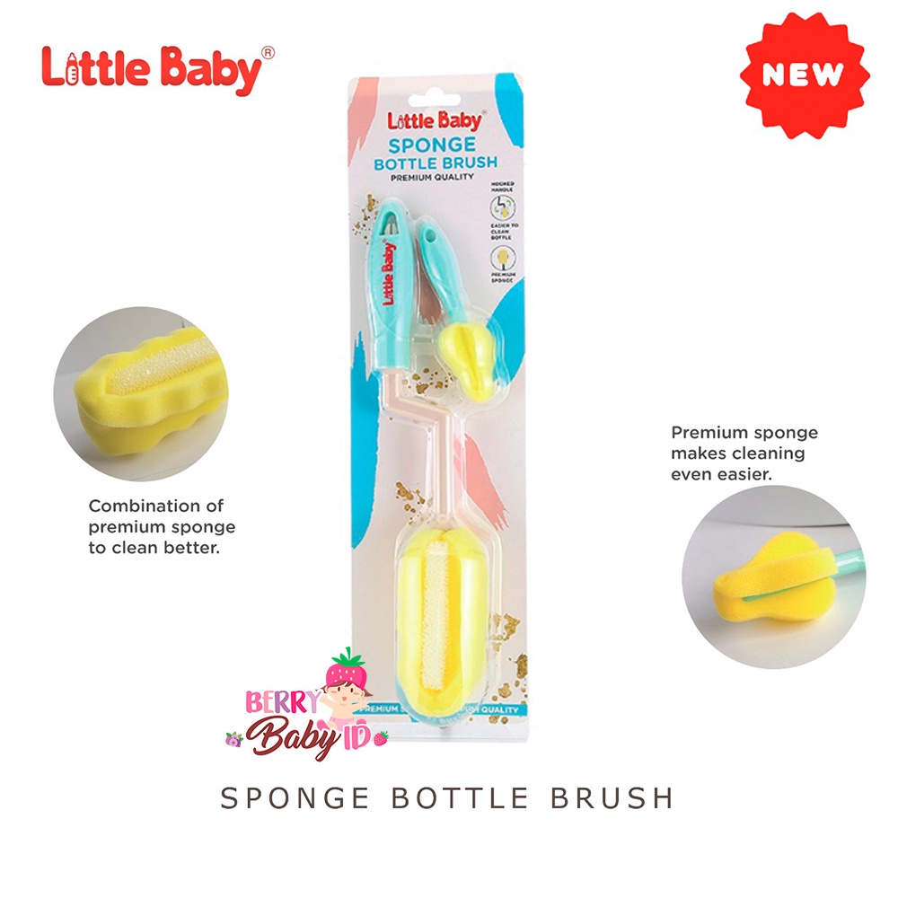 Little Baby 2-in-1 Bottle &amp; Nipple Sponge Brush Sikat Botol &amp; Dot Bayi Berry Mart