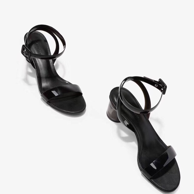SANDAL HEELS  WANITA CHARLES AND KEITH BLACK HAK BULAT TRANSPARANT COD
